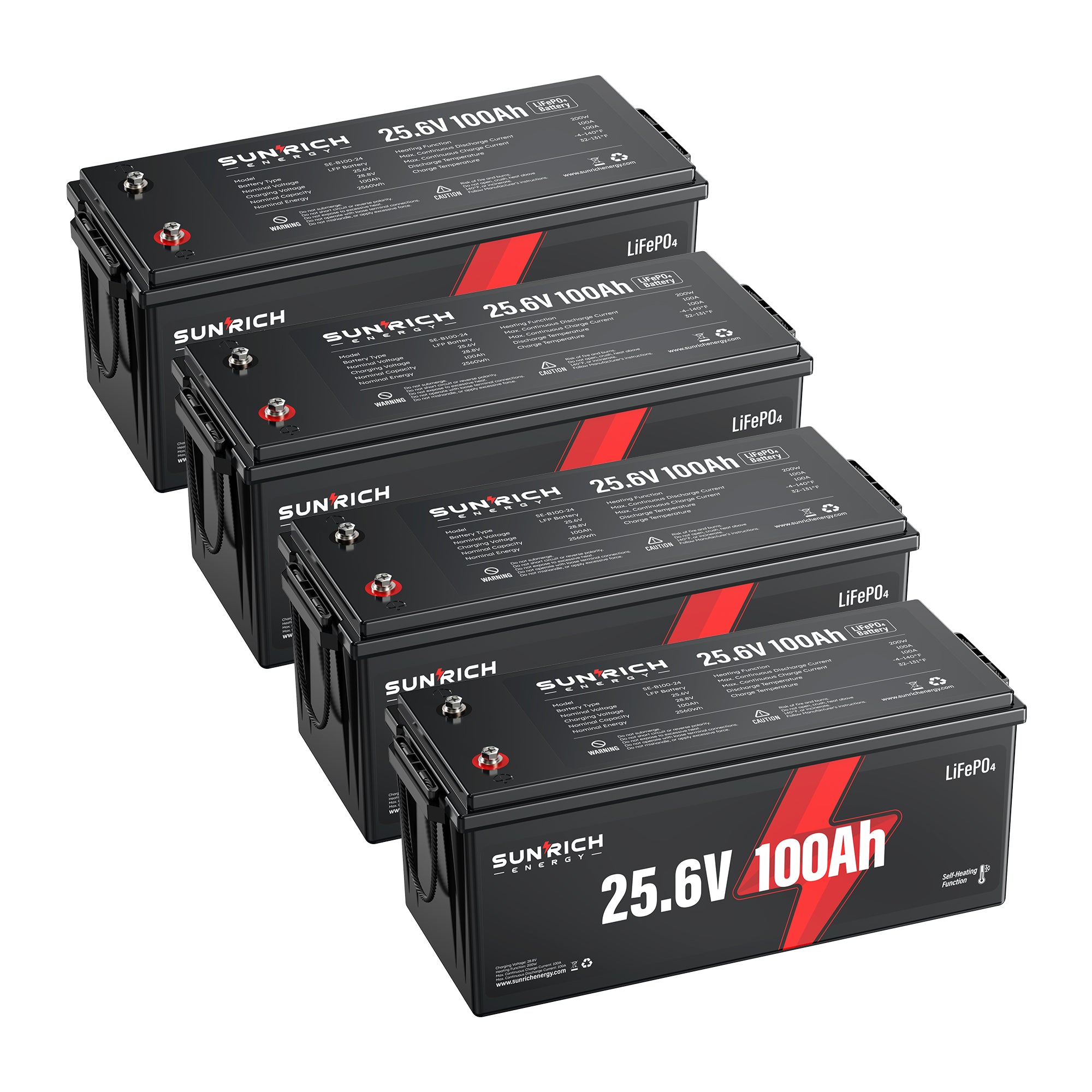 24V 100Ah Heated LiFePO4 Battery for RV, Marine