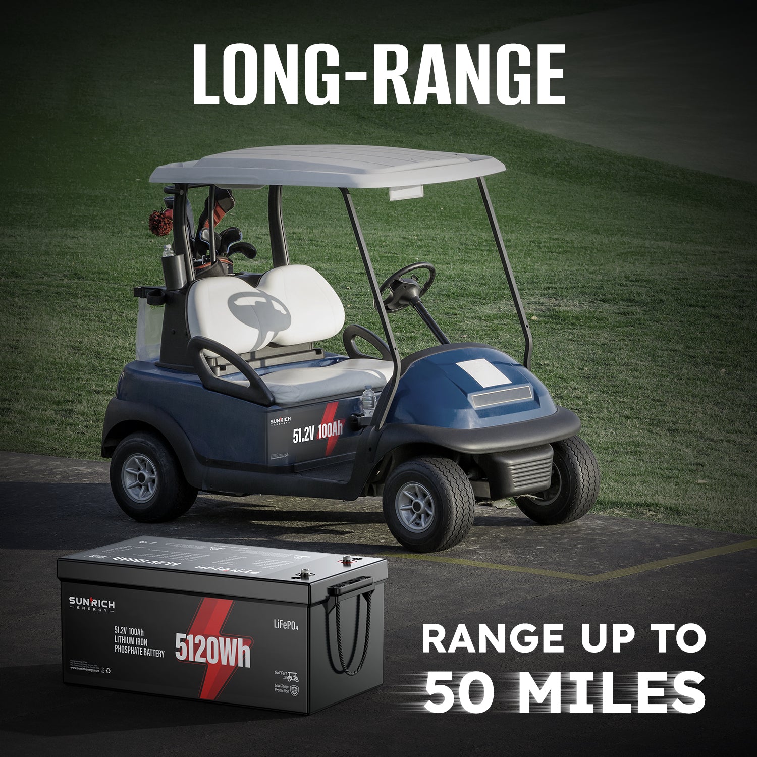 48v lithium golf cart battery - Range up to 50 miles