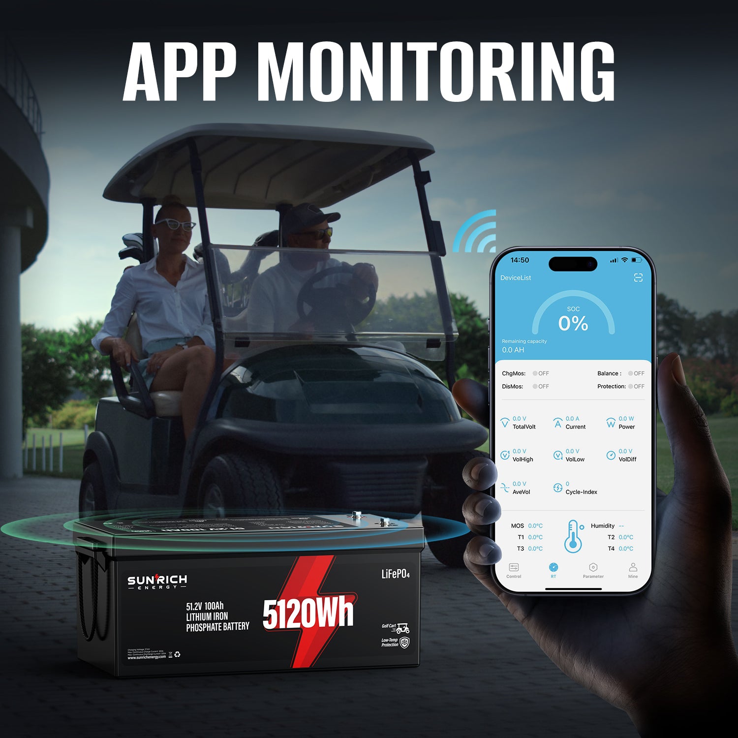48v lithium golf cart battery - APP Monitoring Remote