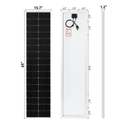 RICH SOLAR | 130 Watt 12V Compact Narrow Panel for Vans, Campers, Boats | UL Certified