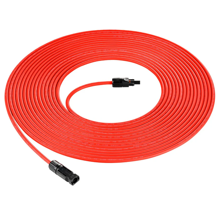 Set of Red & Black Solar Panel Extension Cable 6mm² PV Wire with Connector for Photovoltaic(2 Meters, 6mm Red + Black Set of Red & Black Solar Panel Extension Cable 6mm² PV Wire with Connector for Photovoltaic(2 Meters, 6mm Red + Black