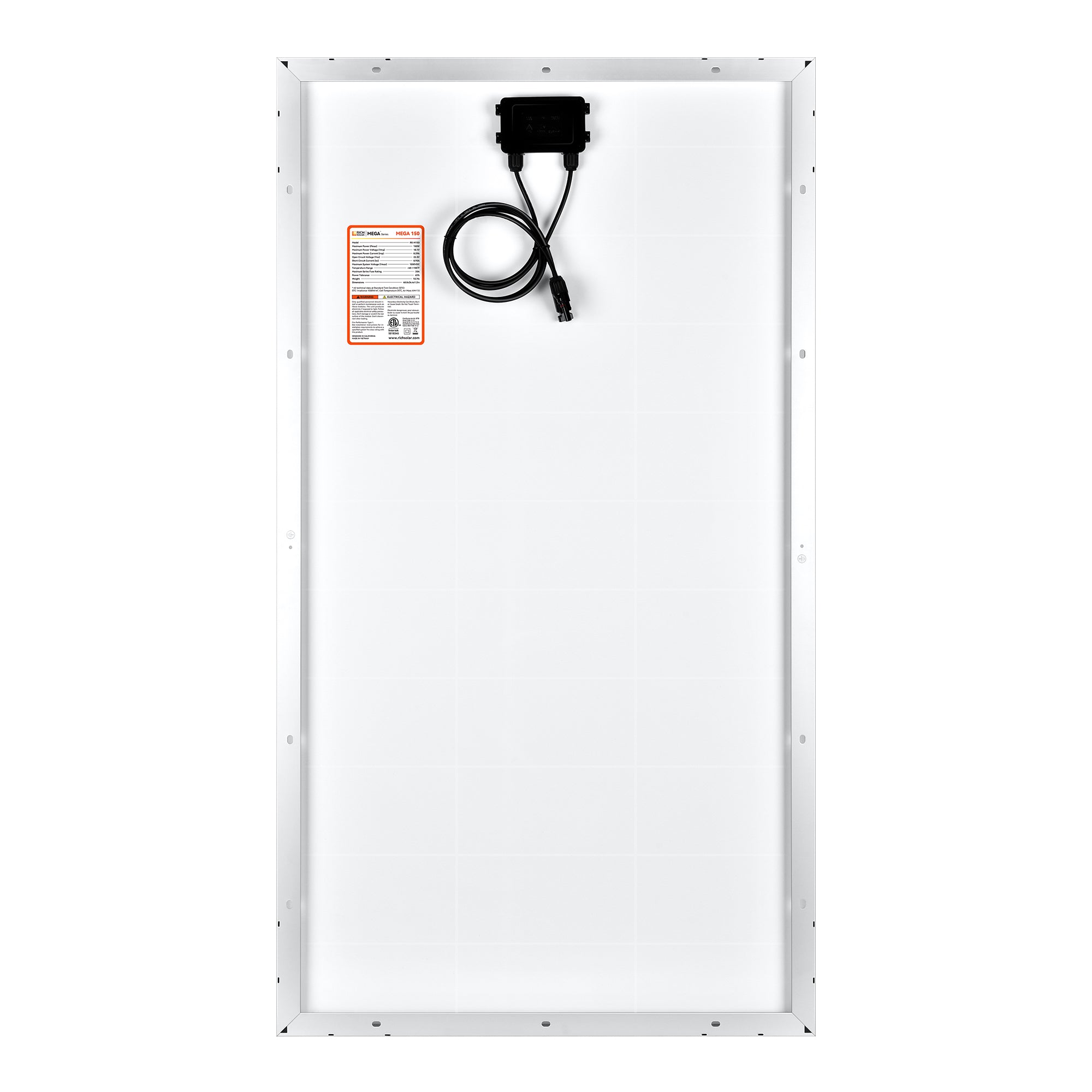 RICH SOLAR | 150 Watt 12V Solar Panel | 25-Year Output Warranty | UL Certified