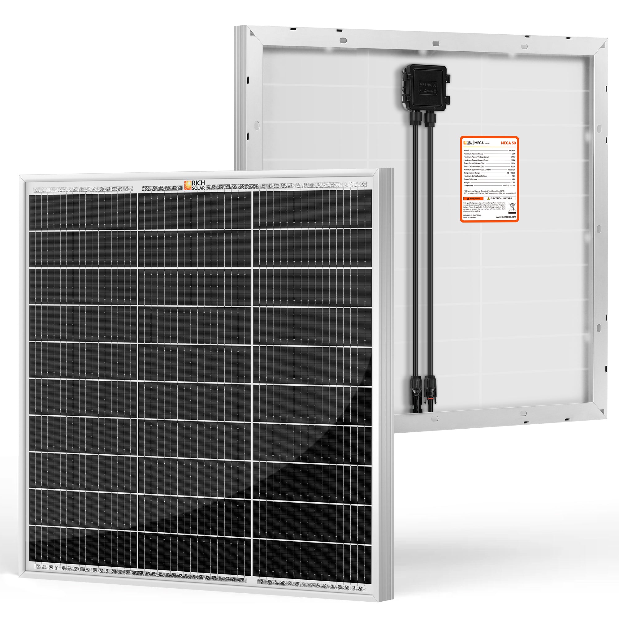 Solar Module Kompact RICH SOLAR | 50 Watt 12V Compact Off-Grid Solar Panel for Boats, Vans ...