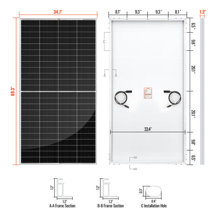 RICH SOLAR |335W Solar Panel | Premium Grid-Tie & Off-Grid for Home, Commercial, Agriculture | 25-Year Warranty, UL Certified