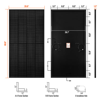 Panel solar independiente de 250 vatios y 24 voltios de Rich Solar | Garantía de salida de 25 años | Certificación UL