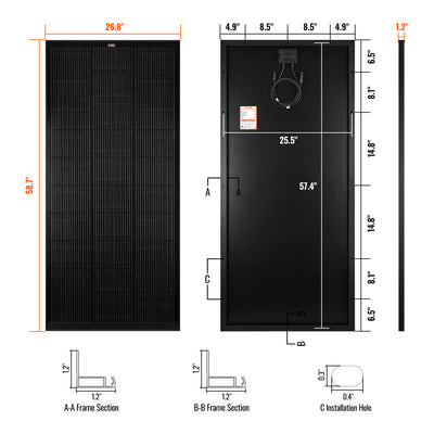 RICH SOLAR | 200 Watt 12V Off-Grid Solar Panel | 25-Year Output Warranty | UL Certified