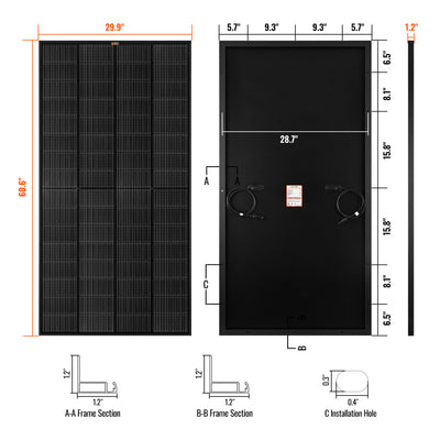 Panel solar Rich Solar de 250 vatios | Panel solar Premier de 12 V | Garantía de salida de 25 años | Certificación UL