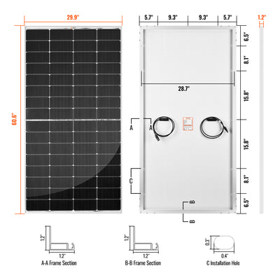 Panel solar Rich Solar de 250 vatios | Panel solar Premier de 12 V | Garantía de salida de 25 años | Certificación UL