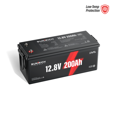 Batería de fosfato de hierro y litio del grupo 4D de 12,8 V y 200 Ah | Corte por baja temperatura | La mejor batería LiFePO4 de 2560 Wh para vehículos recreativos, furgonetas, remolques, cabinas y almacenamiento en el hogar