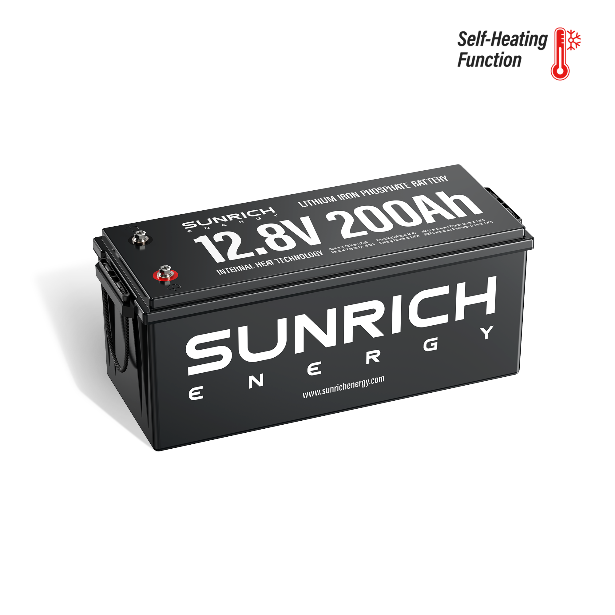 12V 200Ah Heated LiFePO4 Battery | 2560Wh Deep Cycle Lithium Battery