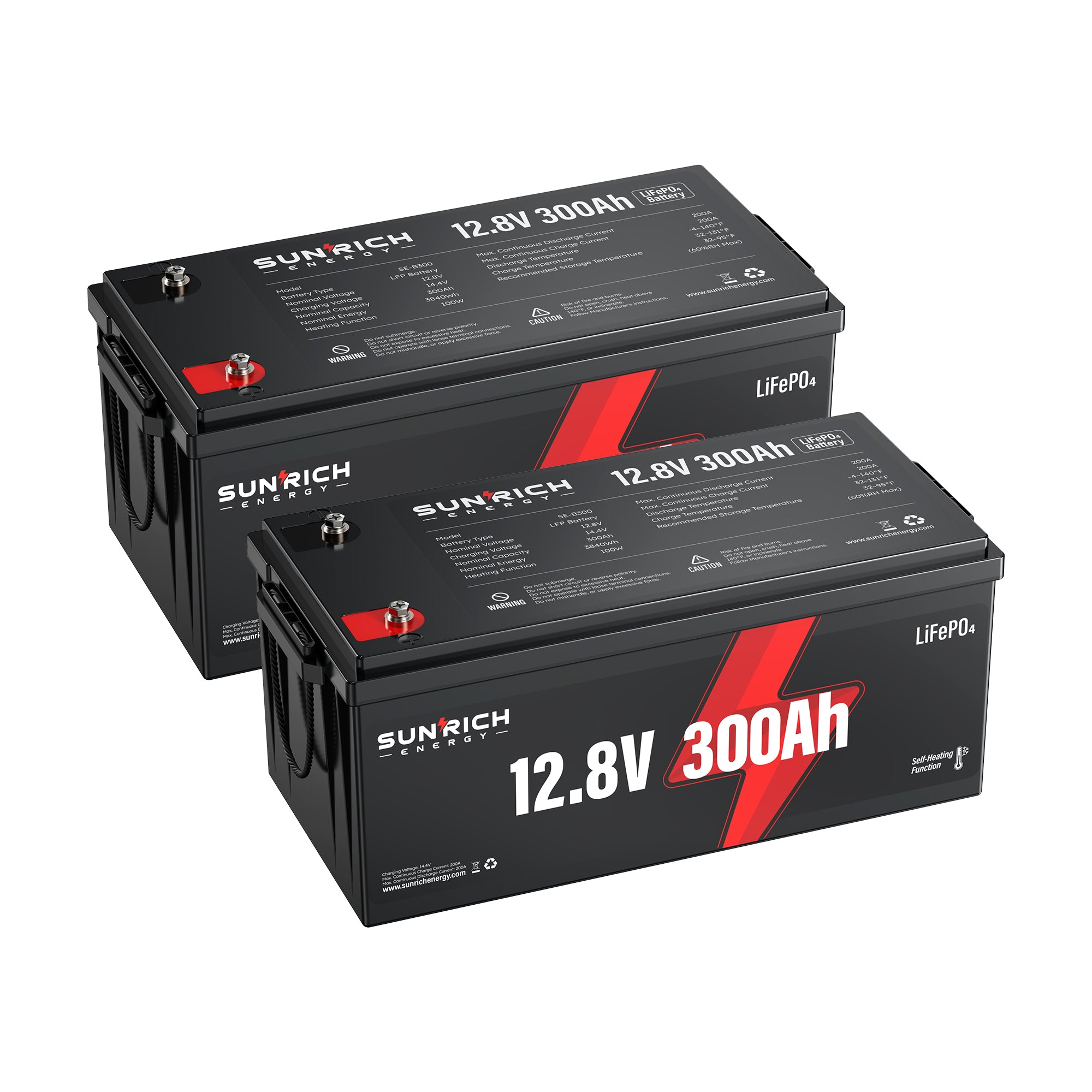 12V 300Ah LiFePO4 Battery | SUNRICH ENERGY 3840Wh Heated LiFePO4