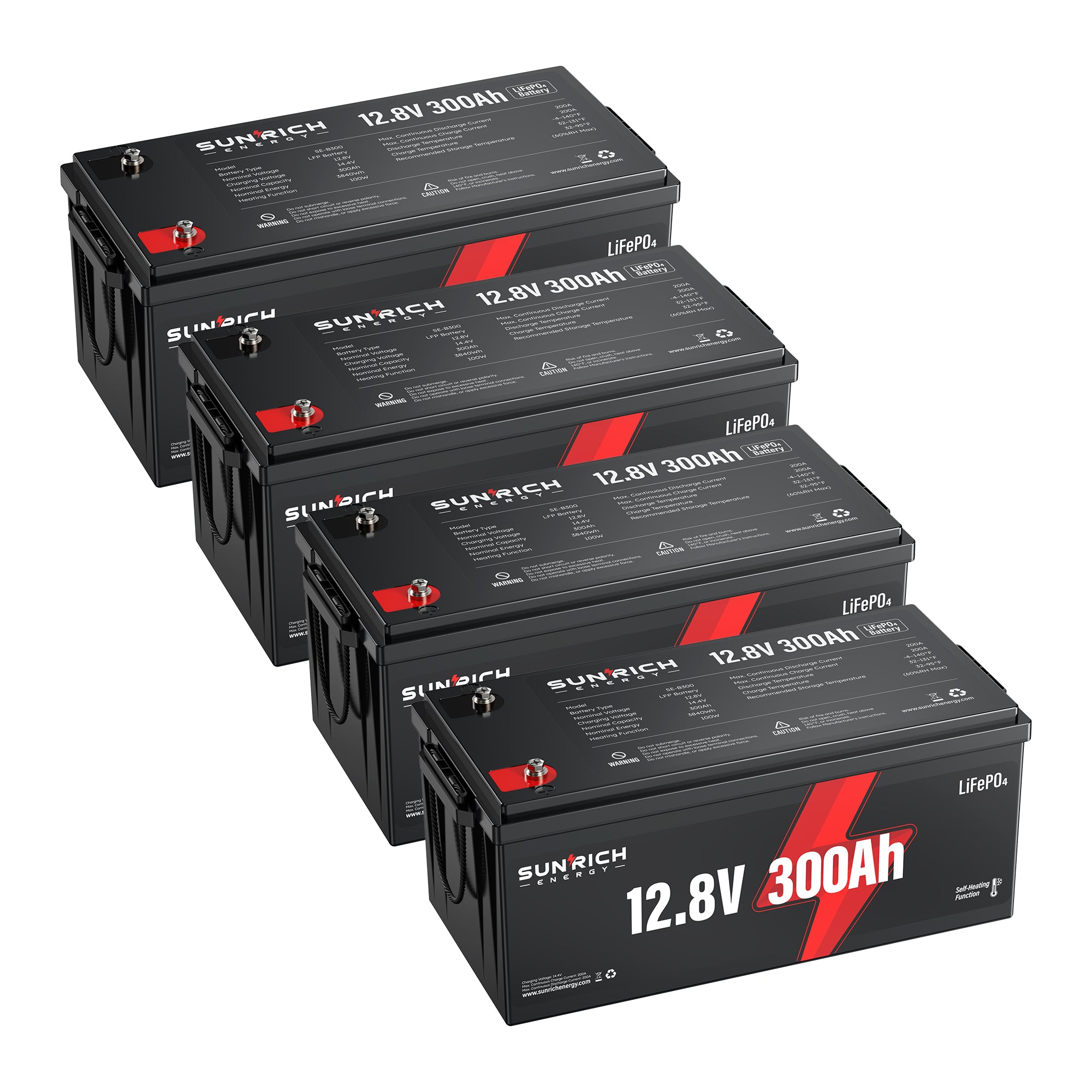 12V 300Ah LiFePO4 Battery | SUNRICH ENERGY 3840Wh Heated LiFePO4