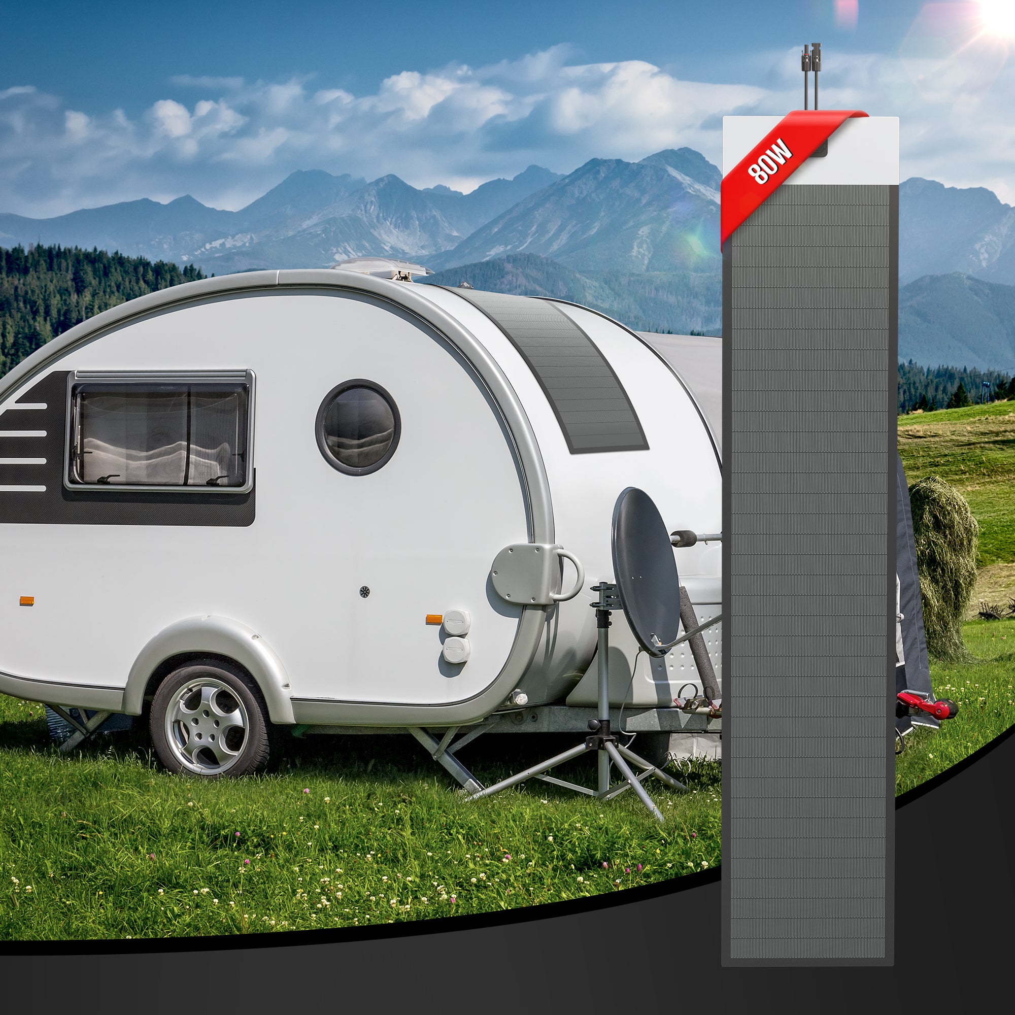 80 Watt ClGS Flexible Solar Panel 360° Thin-Film Flexible Solar