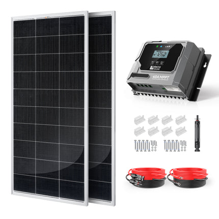400 Watt 12 Volt Solar Premium Kit with 40A MPPT Charge Controller