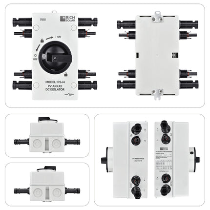 RICH SOLAR | Solar PV DC Quick Disconnect Switch | 1500 Volt 32 Amp | 4-Pole, 2-String Solar Array
