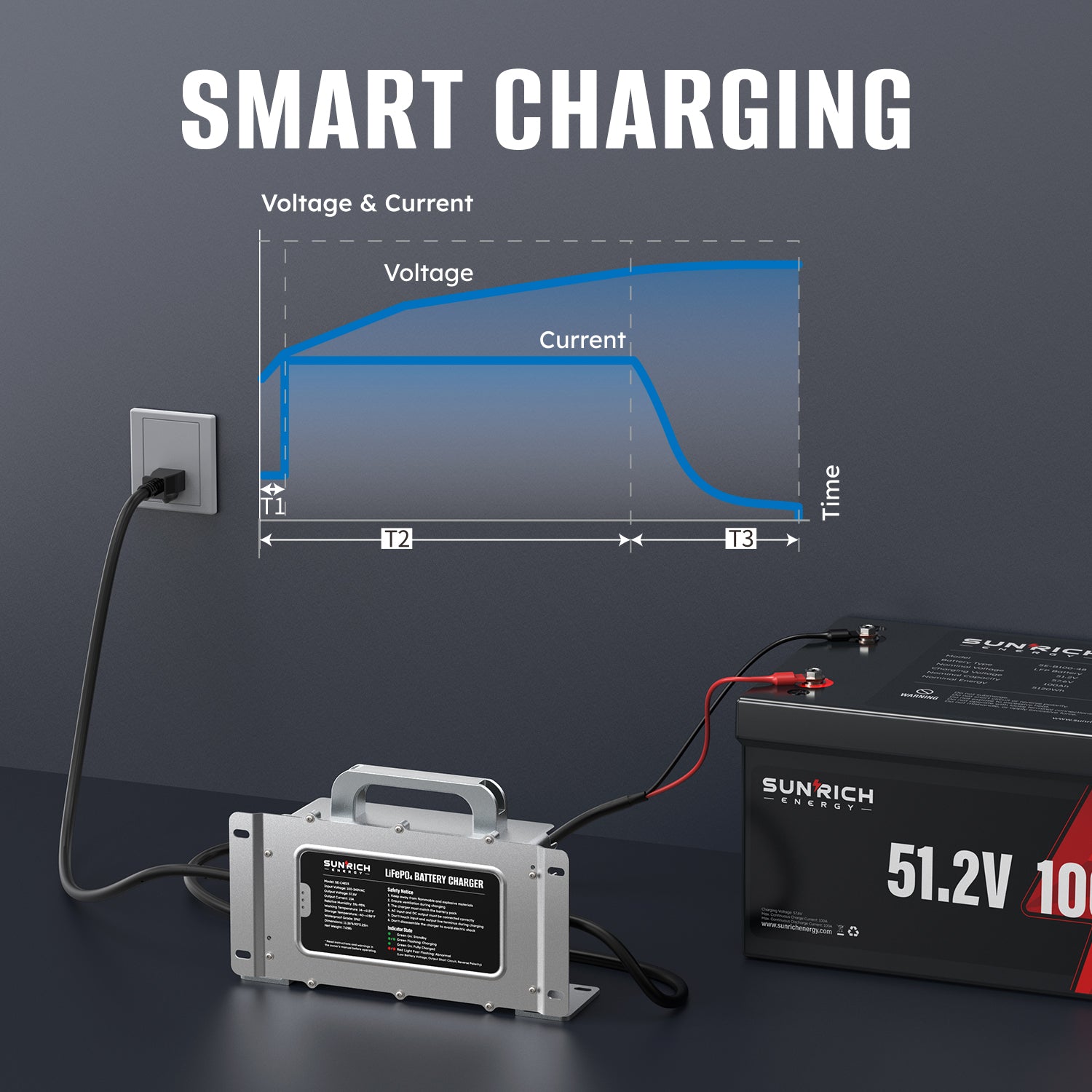 57.6V 15A/25A LiFePO4 Battery Charger | 100-240VAC, IP67 Waterproof