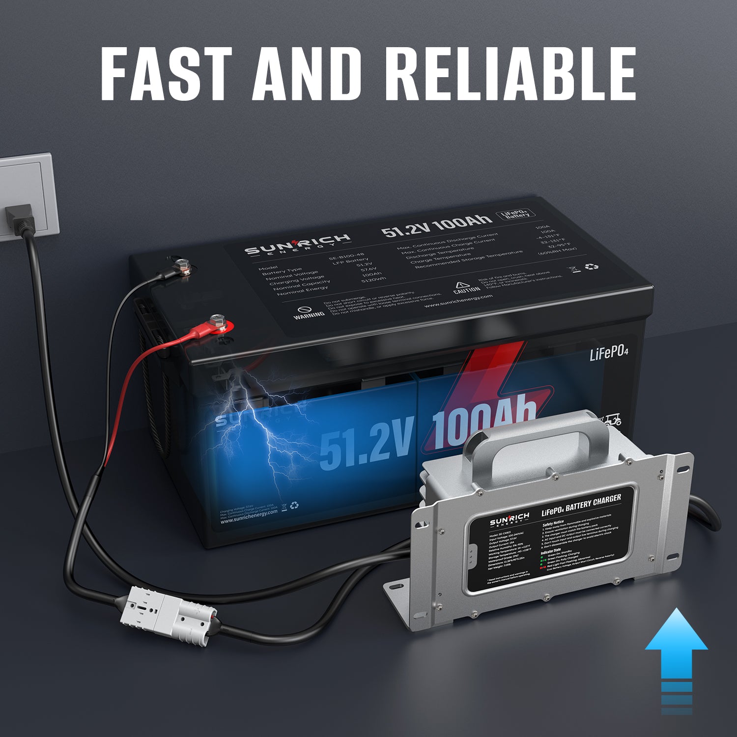 57.6V 15A/25A LiFePO4 Battery Charger | 100-240VAC, IP67 Waterproof