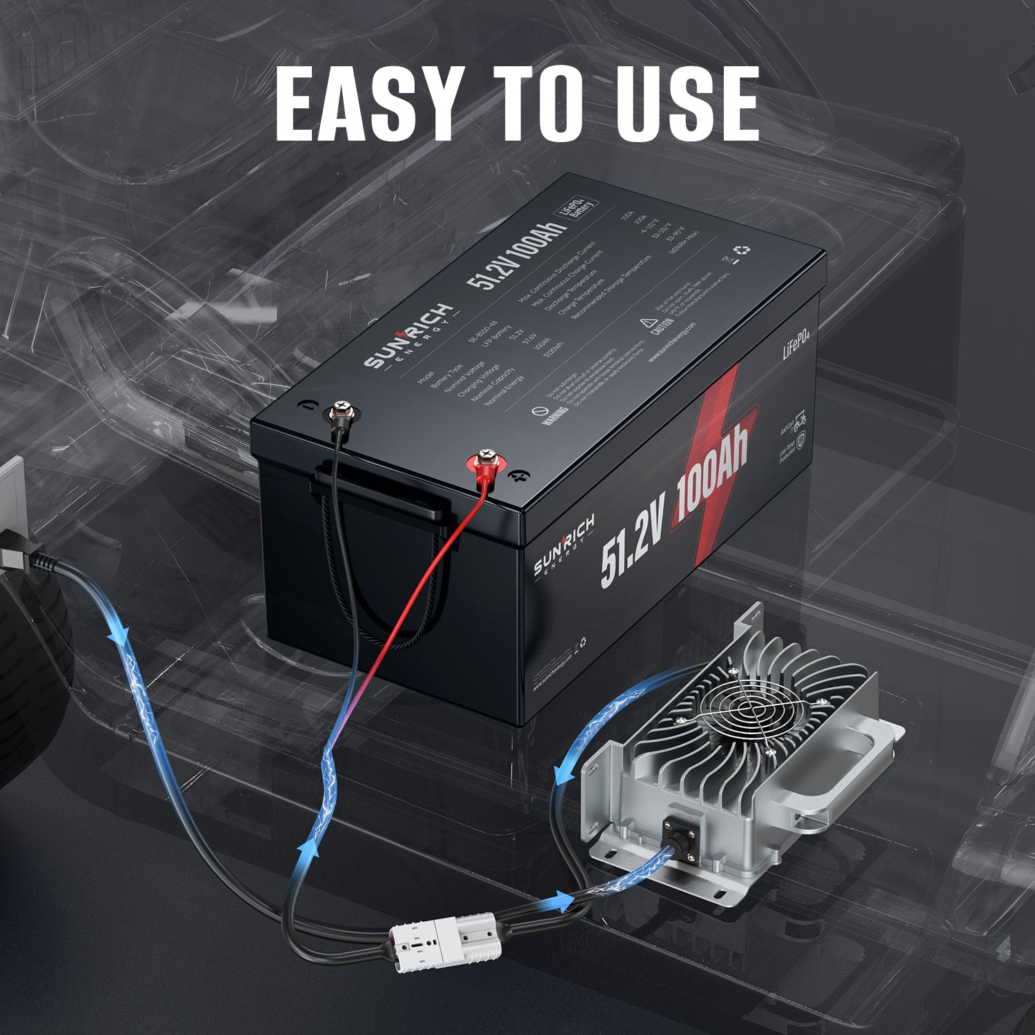 57.6V 15A/25A LiFePO4 Battery Charger | 100-240VAC, IP67 Waterproof
