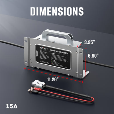 57.6V 15A/25A LiFePO4 Battery Charger | 100-240VAC, IP67 Waterproof