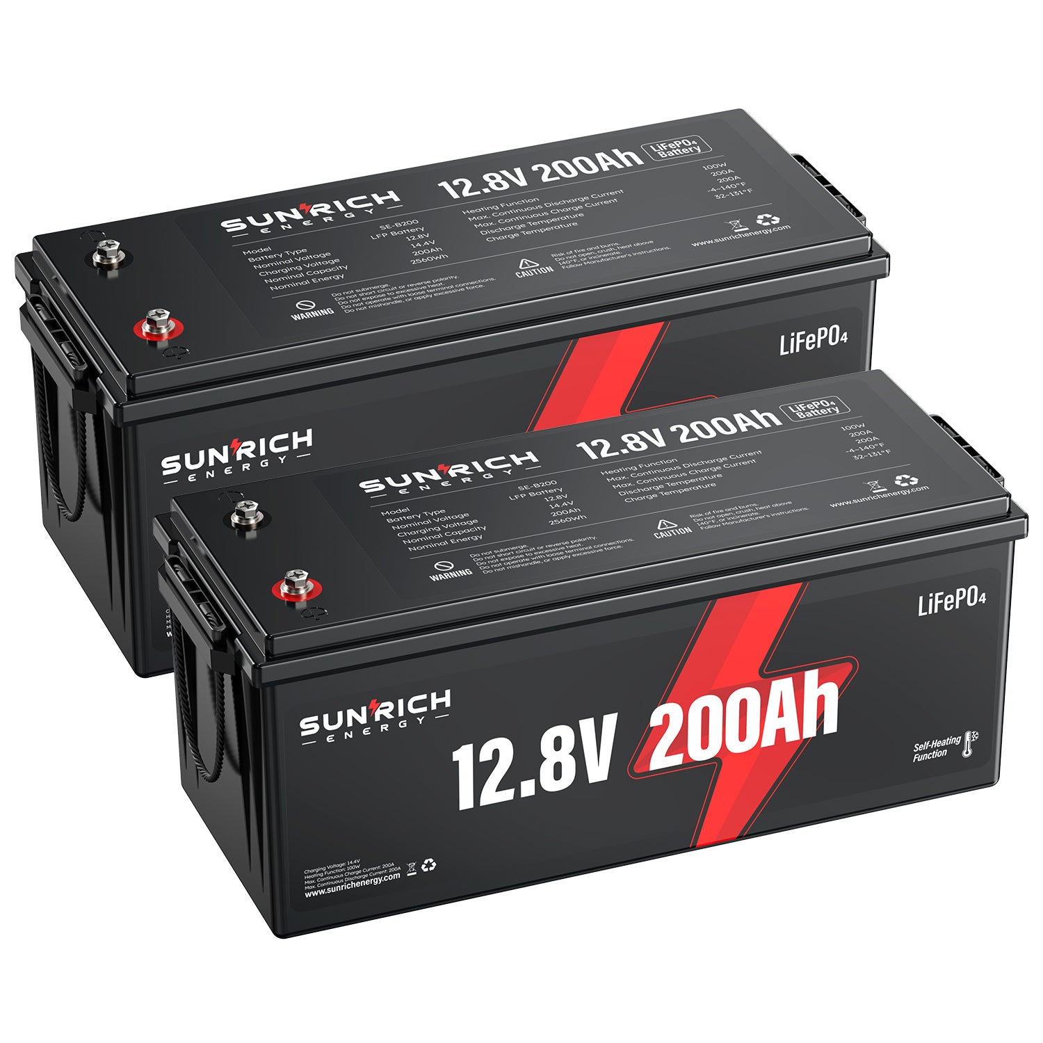 12V 200Ah Heated LiFePO4 Battery | 2560Wh Deep Cycle Lithium Battery