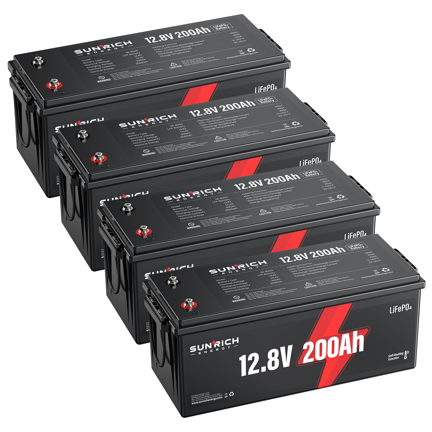 12V 200Ah Heated LiFePO4 Battery | 2560Wh Deep Cycle Lithium Battery