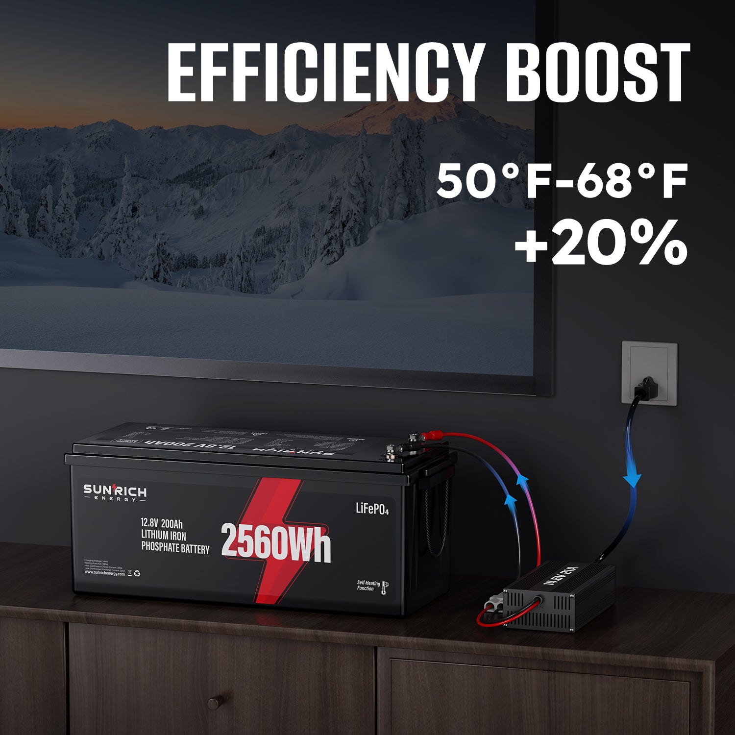 12V 200Ah Heated LiFePO4 Battery | 2560Wh Deep Cycle Lithium Battery