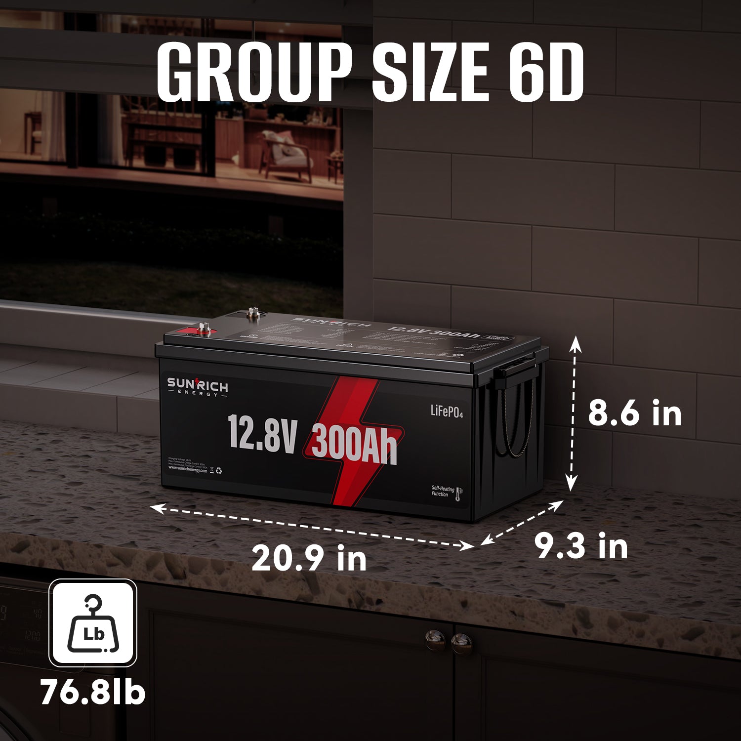 12V 300Ah LiFePO4 Battery | SUNRICH ENERGY 3840Wh Heated LiFePO4