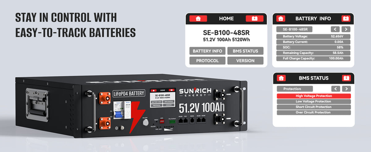 51.2V 100Ah Heated LiFePO4 Battery | 5.12kWh Server Rack Lithium Batte ...