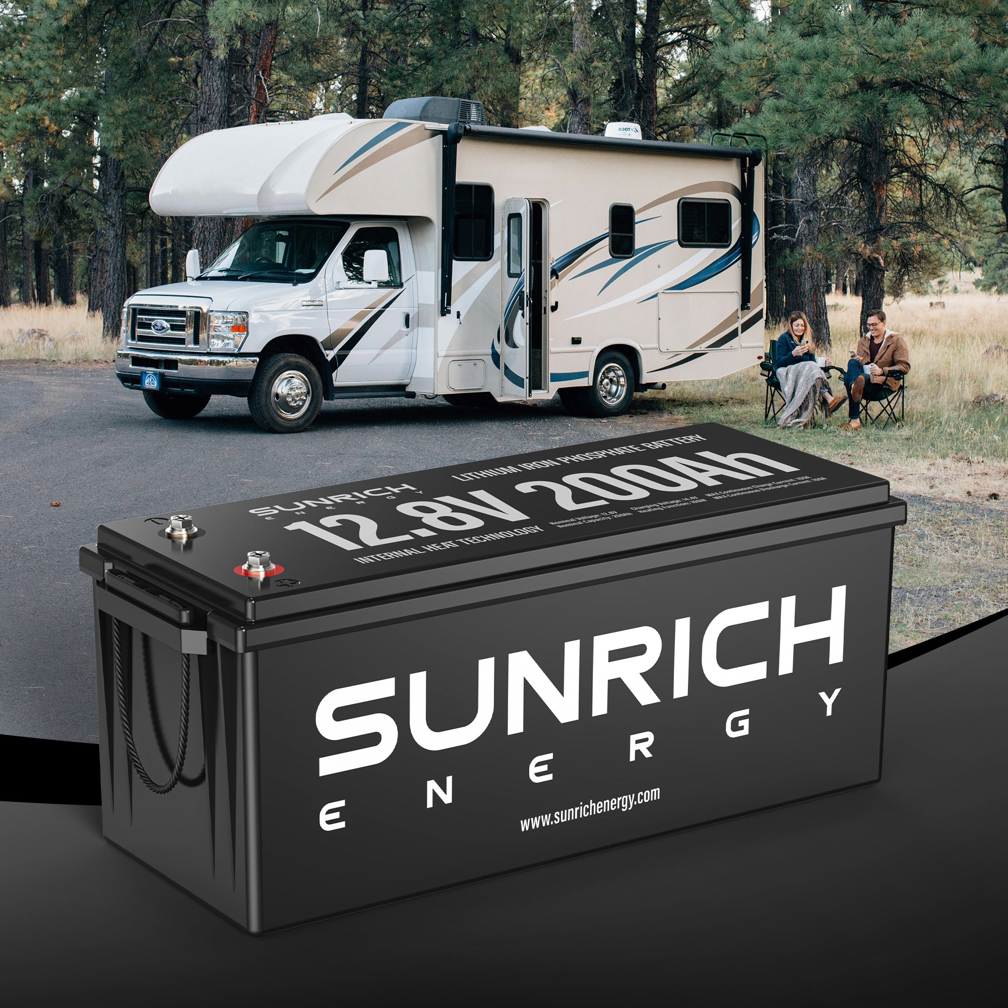 12V 200Ah Heated LiFePO4 Battery | 2560Wh Deep Cycle Lithium Battery
