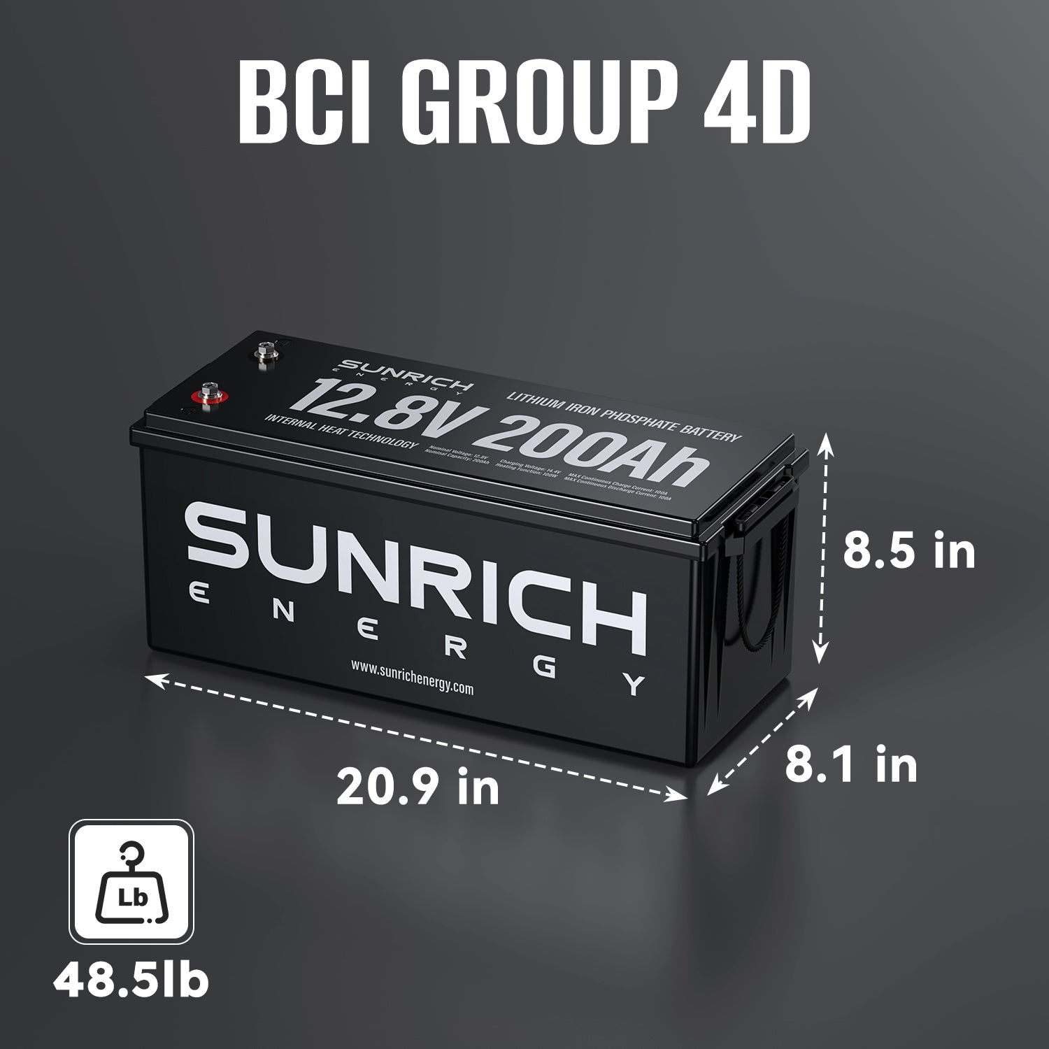 12V 200Ah Heated LiFePO4 Battery | 2560Wh Deep Cycle Lithium Battery