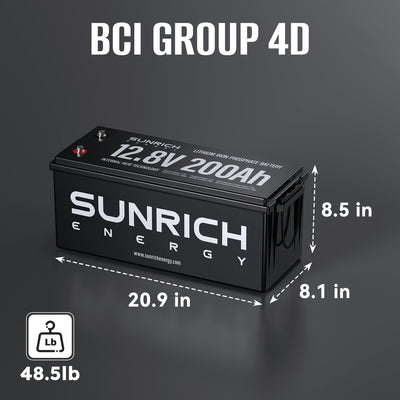 12V 200Ah Heated LiFePO4 Battery | 2560Wh Deep Cycle Lithium Battery